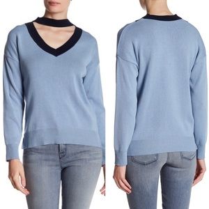 Topshop Choker Neck Light Blue Sweater